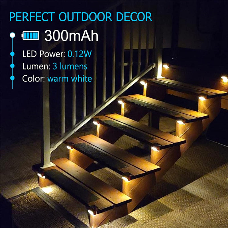 16-Pack Solar Deck Lights Outdoor Warm White – Waterproof Stair Step Lights Auto On/Off, Fence Patio Garden Pathway Lighting
