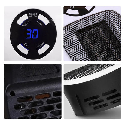 Wall Outlet Mini Heater with Digital Thermostat 15-32 °C | 350 W Quiet Plug-In Ceramic Space Heater