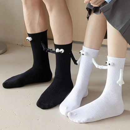 Magnetic Holding Hands Couple Socks with 3D Eyes | Funny Hand-Holding Socks Gift for Couples