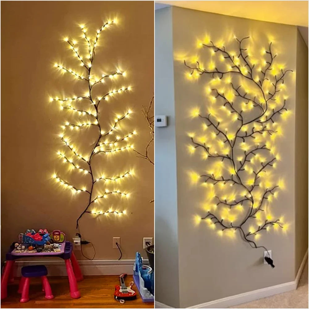 Enchanted LED Tree Branch Wall Lights – 2.5 m Bendable Twig with 180 Warm White LEDs (EU Plug)