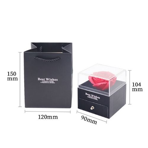 Preserved Eternal Rose with “I Love You” in 100 Languages Necklace – Forever Rose Jewelry Gift Box Set for Her