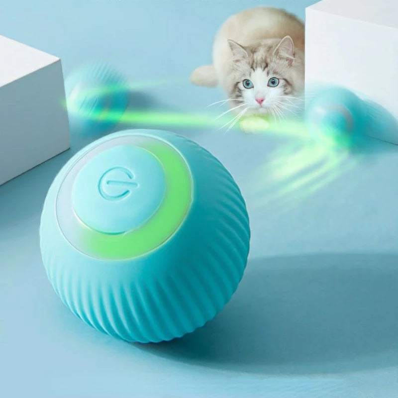 Smart Rolling Ball Cat Toy USB-C Rechargeable | Interactive Electric Moving Ball with LED for Cats