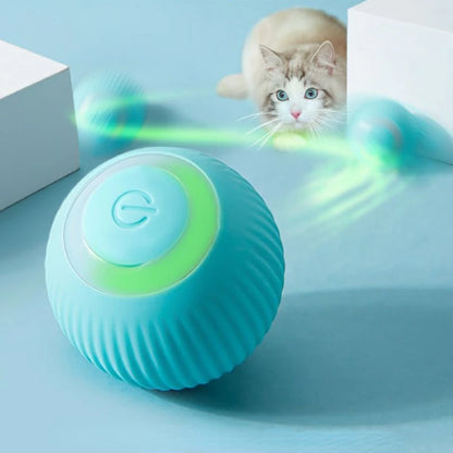 Smart Rolling Ball Cat Toy USB-C Rechargeable | Interactive Electric Moving Ball with LED for Cats