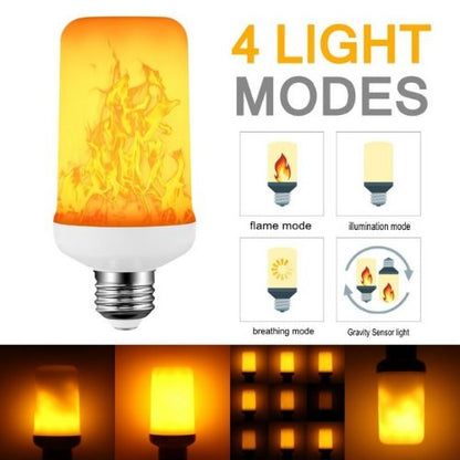 2-Pack LED Flame Effect Light Bulbs E27 – 4 Modes Flickering Fire Bulb for Home, Halloween & Christmas Decor