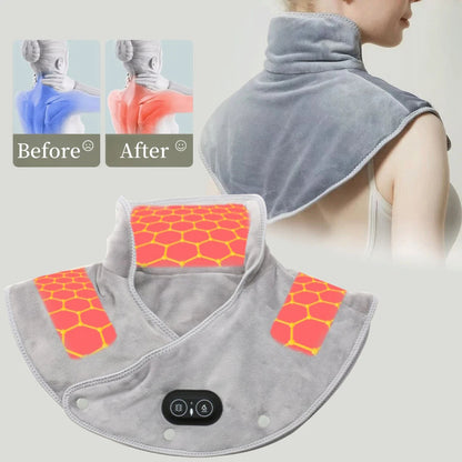 Electric Heated Neck & Shoulder Pad – USB Powered Heating Wrap with Vibration Massage, 3 Heat Levels