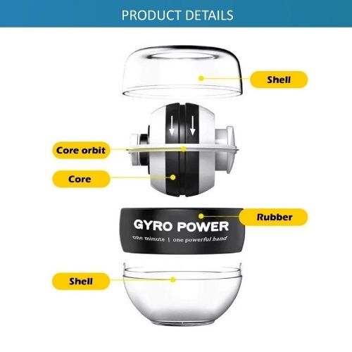 LED Powerball Gyroscope Wrist Trainer Auto-Start | RGB Light Forearm Exerciser & Rehab Tool