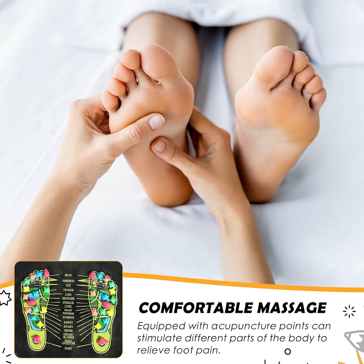 Reflexology Foot Massage Mat – Acupressure Walk Stone Pad for Pain Relief, Better Sleep & Stress Reduction