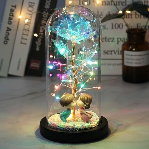 Enchanted Galaxy Rose in Glass Dome – Forever Rose with Colour-Changing LED Lights