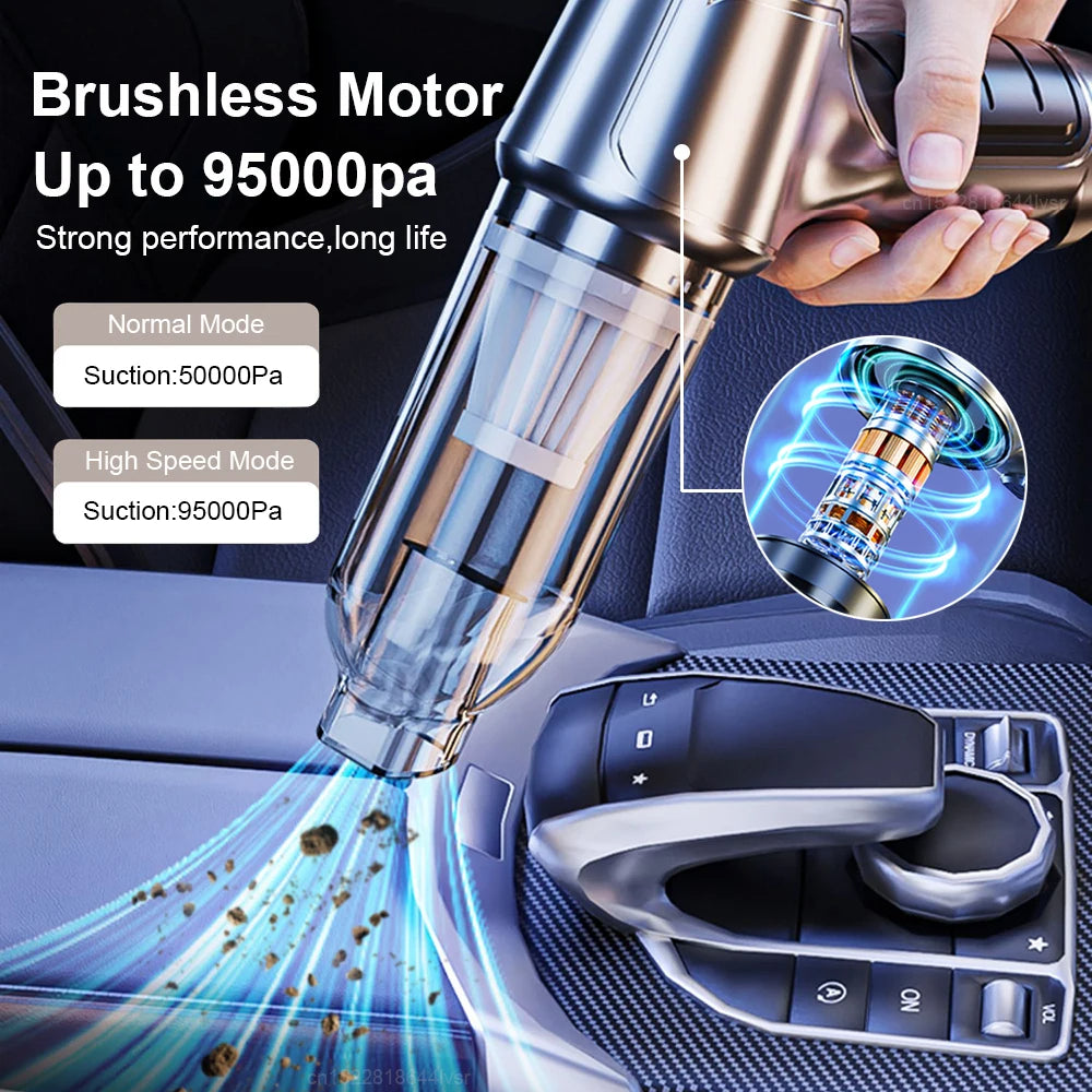 Portable Cordless Car Vacuum Cleaner & Blower – 95,000Pa Powerful 2-in-1 Handheld Vacuum