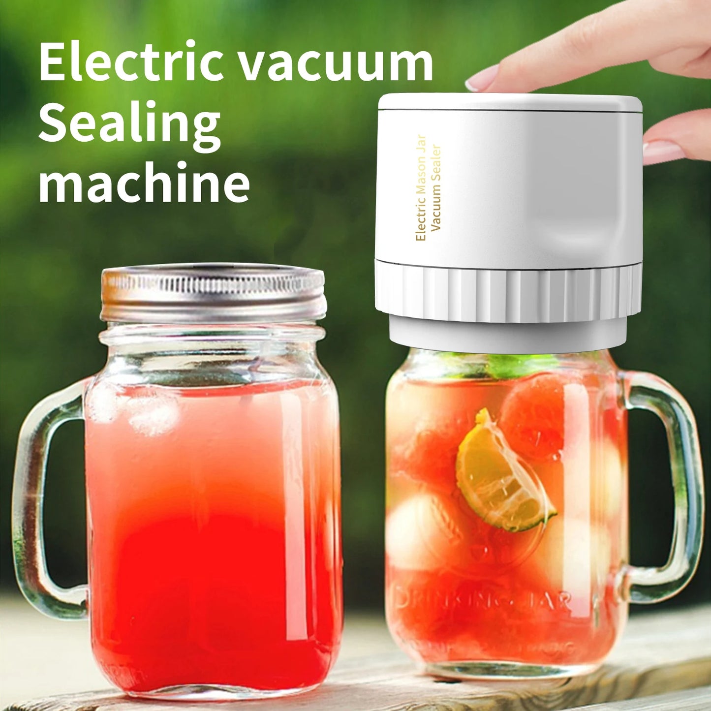Electric Mason Jar Vacuum Sealer Kit – Cordless Automatic Food Saver for Wide & Regular Mouth Jars (Includes 10 Lids)