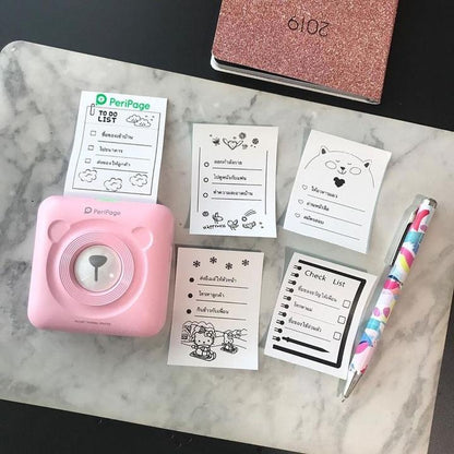 PeriPage Mini Pocket Printer Bear Edition | Inkless Bluetooth Thermal Photo Printer for iPhone & Android
