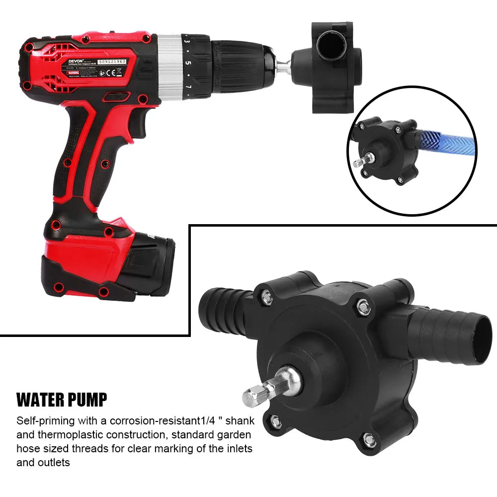 Portable Drill Pump Attachment – Self-Priming Water Transfer Pump for Electric Drills, Fluid Transfer Tool