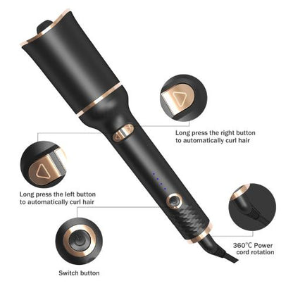 Automatic Hair Curler One-Button | Ceramic Auto Curling Wand for Perfect Curls & Waves | Beginner-Friendly