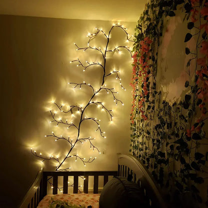 Enchanted LED Tree Branch Wall Lights – 2.5 m Bendable Twig with 180 Warm White LEDs (EU Plug)