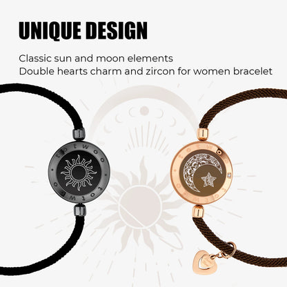 Totwoo Sun & Moon Long Distance Touch Bracelets – Smart Vibration Love Bracelets for Couples with App, Lights & Messages