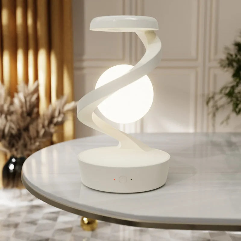 Anti-Gravity Floating Helix Lamp with 15W Wireless Charger | Levitating Moon LED Night Light