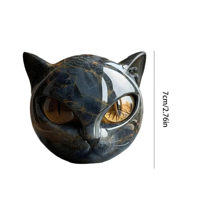 Black Cat Stone Figurine with Amber Eyes | Luxury Marble-Effect Guardian Sculpture Gift