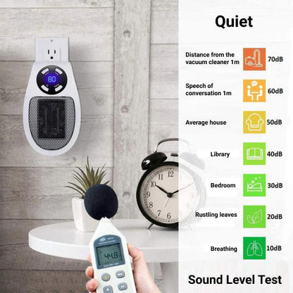 Wall Outlet Mini Heater with Digital Thermostat 15-32 °C | 350 W Quiet Plug-In Ceramic Space Heater