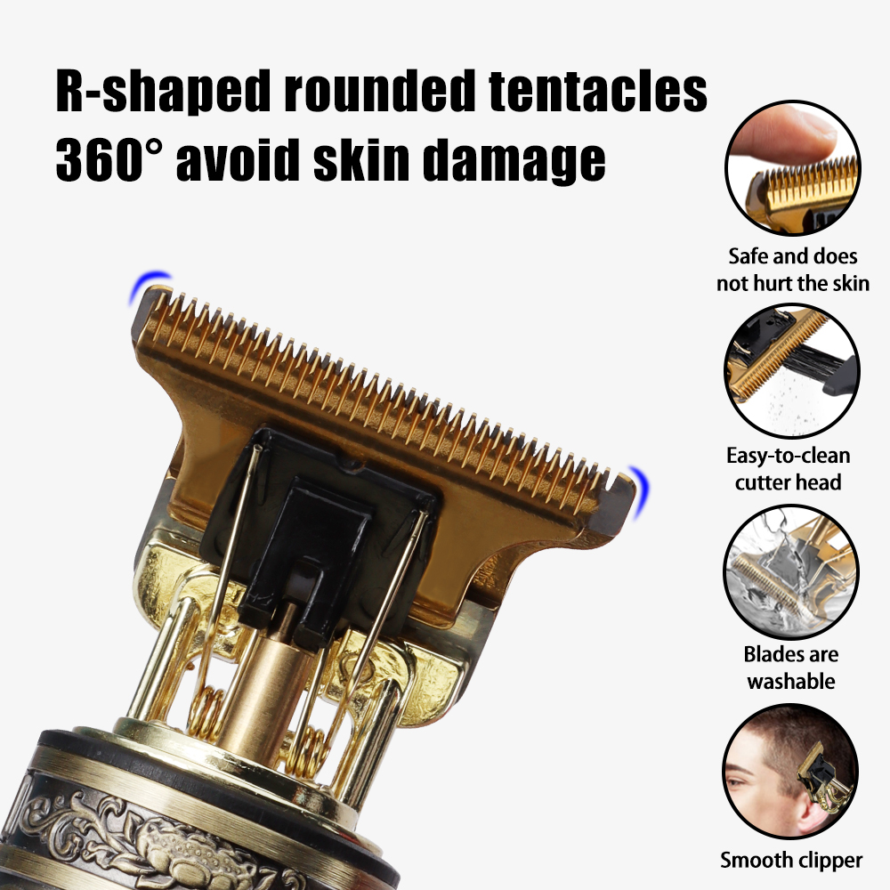 Vintage T9 Dragon Cordless Hair Trimmer – Professional Zero-Gap T-Blade (Gold Edition)