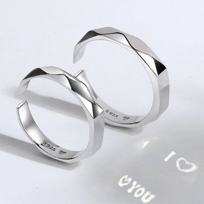 925 Sterling Silver I Love You Projection Couple Rings – Hidden Message Promise Rings for Him & Her – Romantic Gift