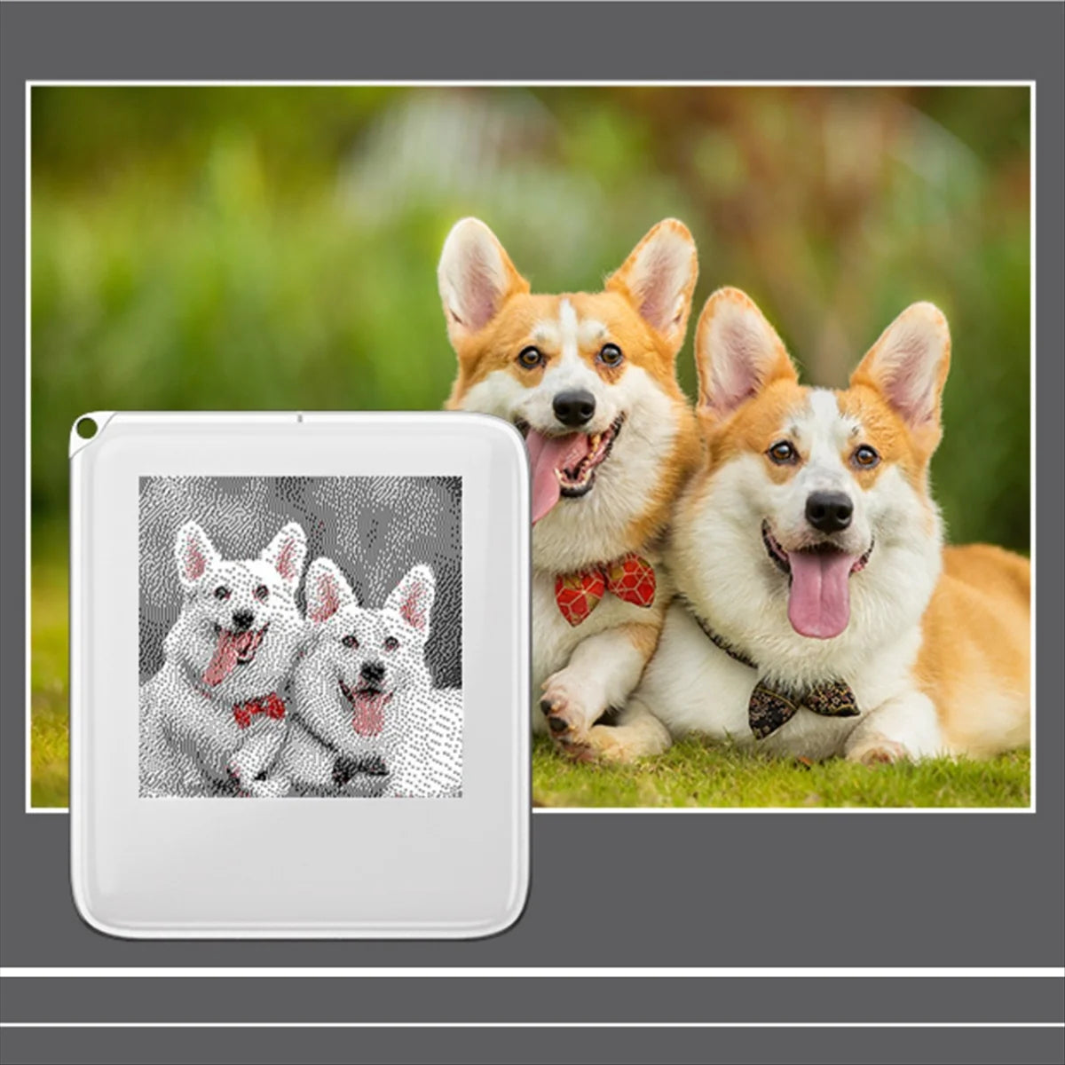 NFC E-Ink Photo Keychain 1.54" | Battery-Free Customizable Digital Frame Keyring | Couple & Pet Gift