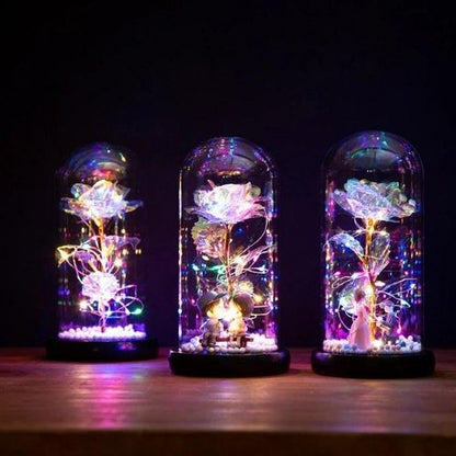 Enchanted Galaxy Rose in Glass Dome – Forever Rose with Colour-Changing LED Lights