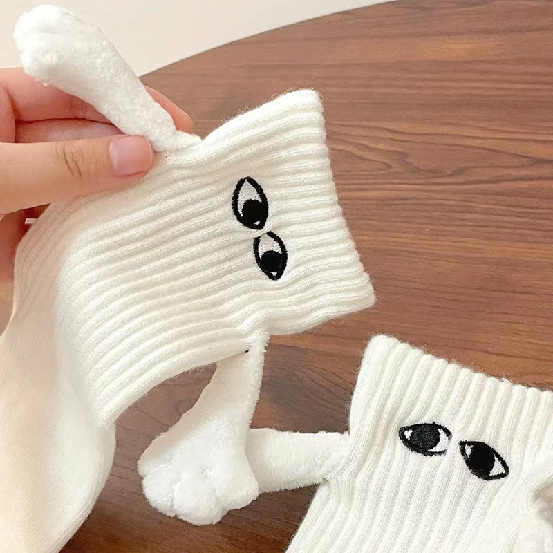 Magnetic Holding Hands Couple Socks with 3D Eyes | Funny Hand-Holding Socks Gift for Couples
