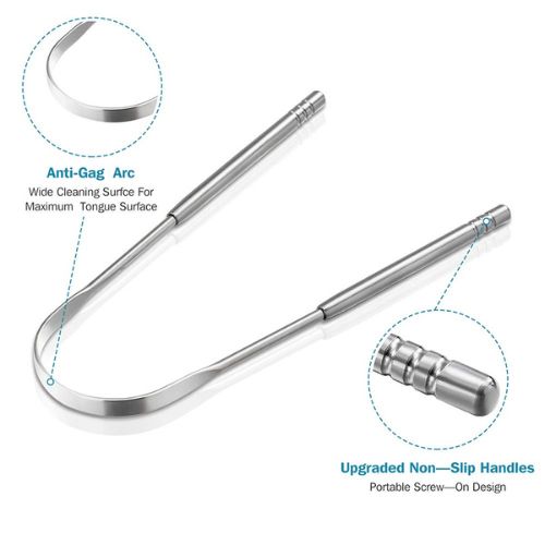 2-Pack Stainless Steel Tongue Scraper Set – Medical-Grade Tongue Cleaner for Instant Fresh Breath & Healthier Mouth
