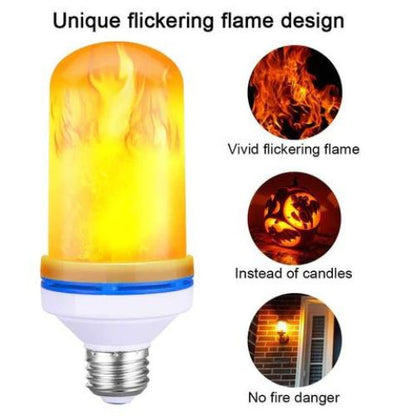 2-Pack LED Flame Effect Light Bulbs E27 – 4 Modes Flickering Fire Bulb for Home, Halloween & Christmas Decor