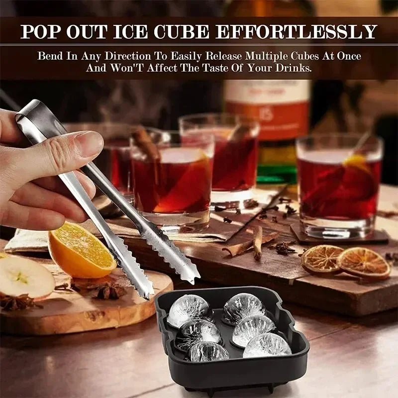 Crystal Clear Ice Ball Maker Set – Sphere, Cube & Diamond Silicone Ice Molds with Lids – Whiskey & Cocktail Ice Tray Gift