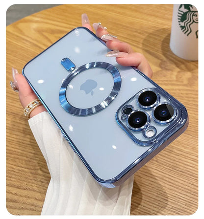 iPhone MagSafe Clear Matte Case with Metal Camera Rings – Luxury Magnetic Protection