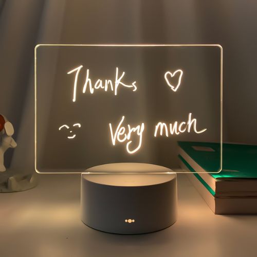 Rewritable LED Message Board Night Light – Acrylic Note Pad Lamp with 7 Colors, Touch Control for Kids Room & Home Decor