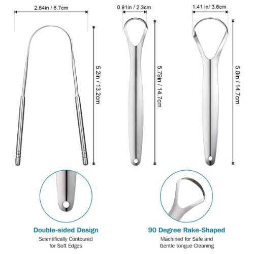 2-Pack Stainless Steel Tongue Scraper Set – Medical-Grade Tongue Cleaner for Instant Fresh Breath & Healthier Mouth