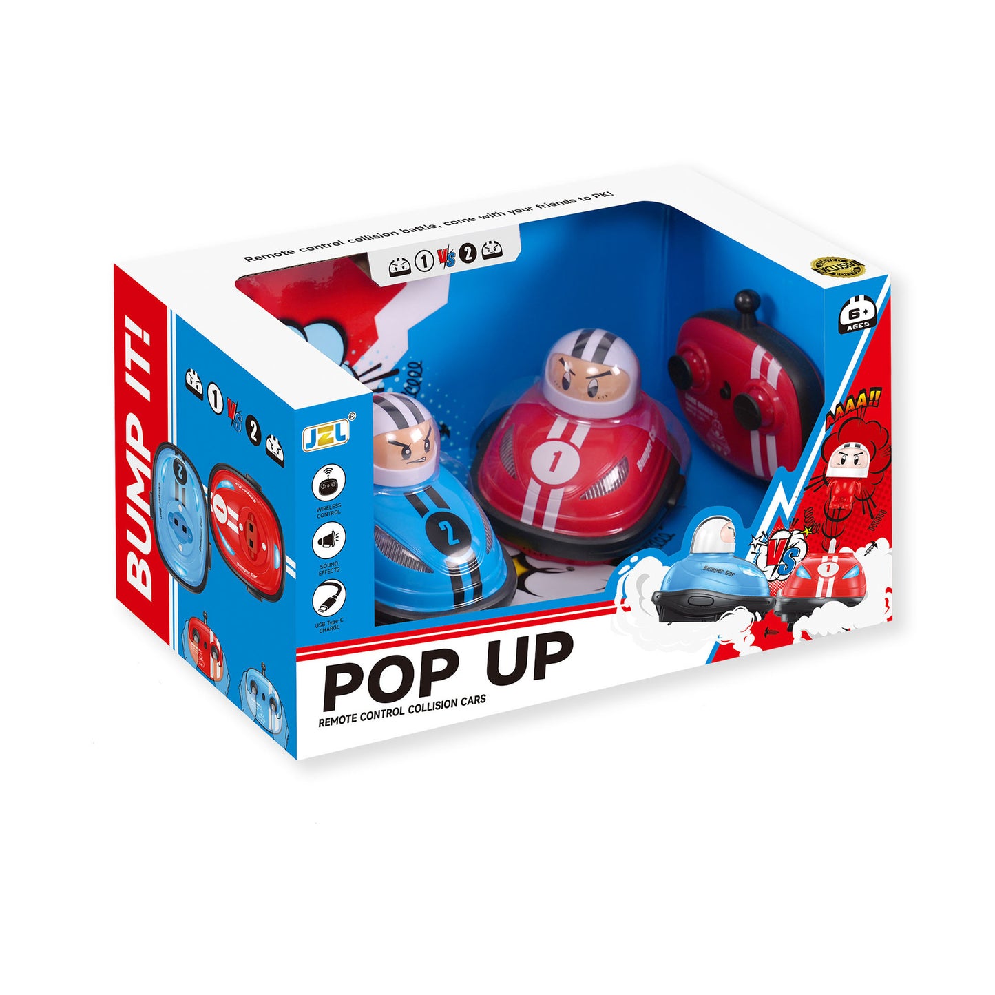 RC Battle Bumper Cars Set – 2-Pack Remote Control Bumping Cars with Pop-Up Ejection Drivers, Lights & 2.4GHz Controllers