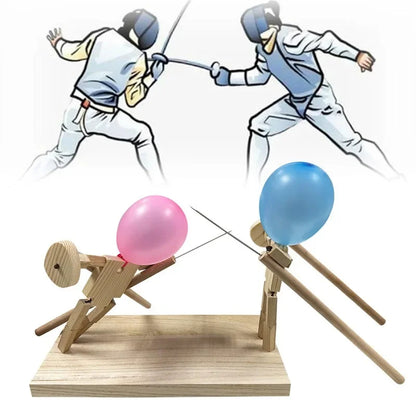 Balloon Fencing Game Wooden Fighters 200 Balloons | 2-Player Handmade Battle Toy for Parties & Kids
