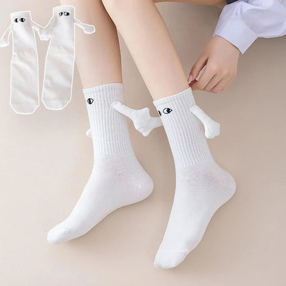 Magnetic Holding Hands Couple Socks with 3D Eyes | Funny Hand-Holding Socks Gift for Couples
