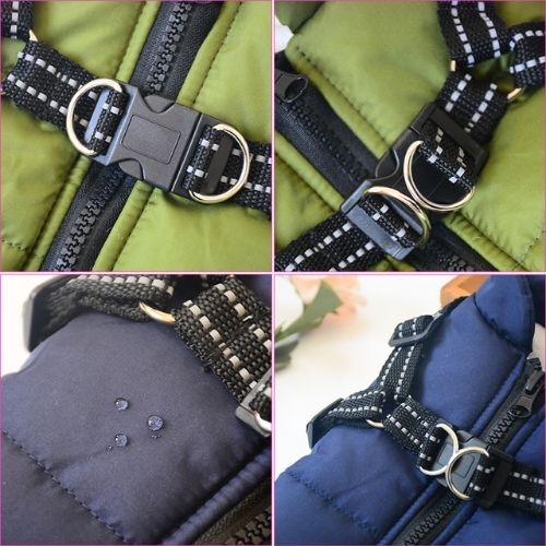 Waterproof Dog Harness Jacket – Winter Warm Fleece Lined Pet Coat with Built-In Harness for Small to Large Dogs