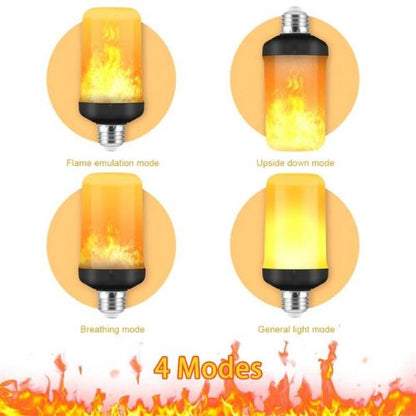 2-Pack LED Flame Effect Light Bulbs E27 – 4 Modes Flickering Fire Bulb for Home, Halloween & Christmas Decor