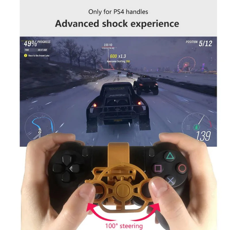 Mini Steering Wheel Attachment for PS4 Controller – Racing Game Add-On Accessory for Immersive Driving Simulation
