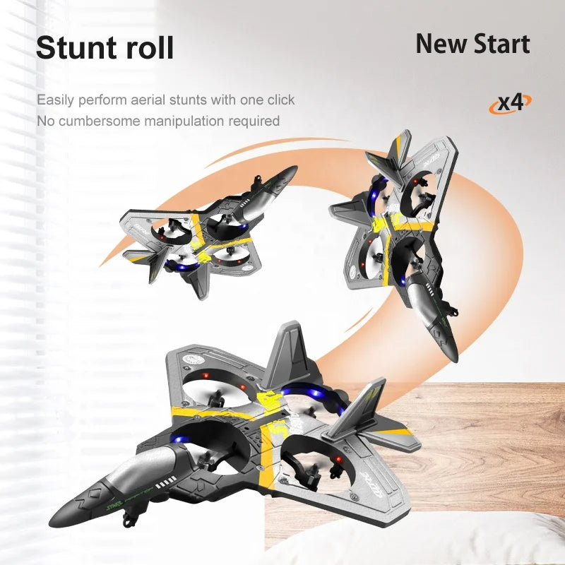 RC Fighter Jet Drone with 360° Flips | Ready-to-Fly Stunt Plane for Kids & Beginners | LED Lights & Crash-Resistant