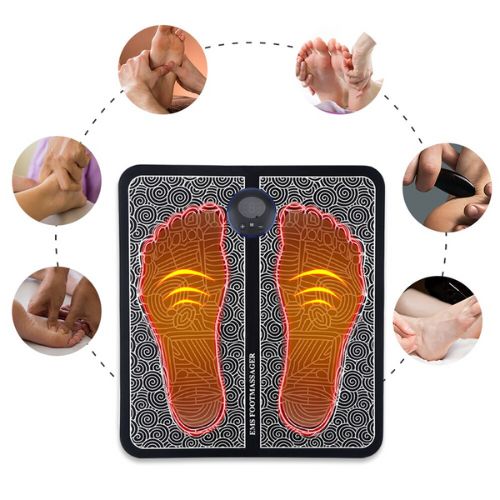 EMS Electric Foot Massager Mat – Portable USB Rechargeable Foot Stimulator Pad with Multiple Modes for Pain Relief