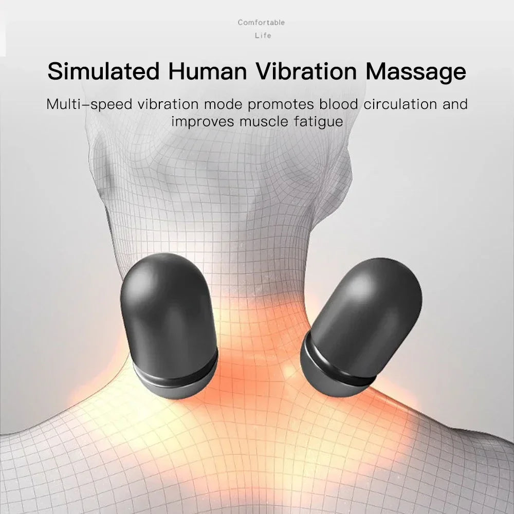 Electric Neck Massage Pillow – Heated Shiatsu Vibrating Neck & Shoulder Relaxer with Deep Kneading
