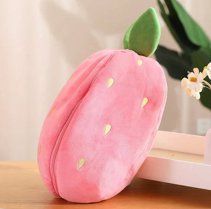 Reversible Bunny Plush Strawberry & Carrot – Double-Sided Flip Toy for Kids & Gifts