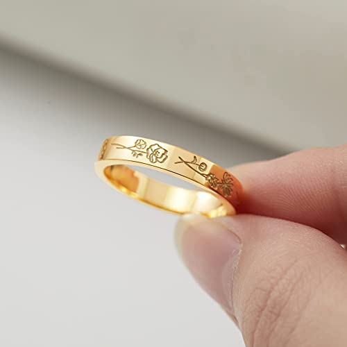 Personalized Birth Flower Ring – Forever Together in Bloom