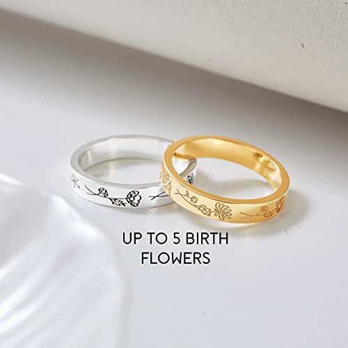 Personalized Birth Flower Ring – Forever Together in Bloom