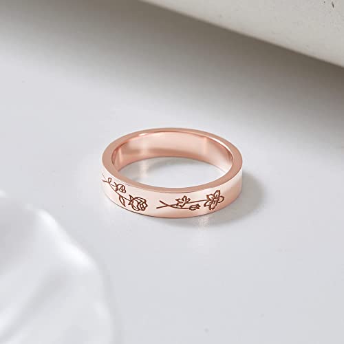 Personalized Birth Flower Ring – Forever Together in Bloom