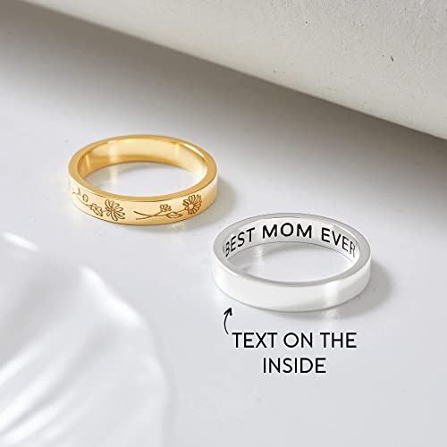 Personalized Birth Flower Ring – Forever Together in Bloom