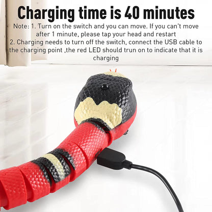 Interactive Snake Cat Toy Rechargeable | Smart Sensing Moving Snake with Glowing Eyes for Cats & Dogs