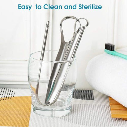 2-Pack Stainless Steel Tongue Scraper Set – Medical-Grade Tongue Cleaner for Instant Fresh Breath & Healthier Mouth