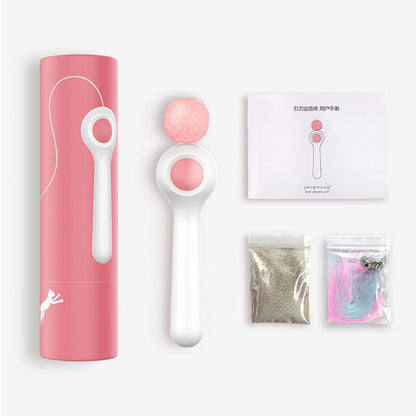 Retractable Cat Teaser Wand with Catnip Ball & Feather | One-Click Gravity String Toy for Cats